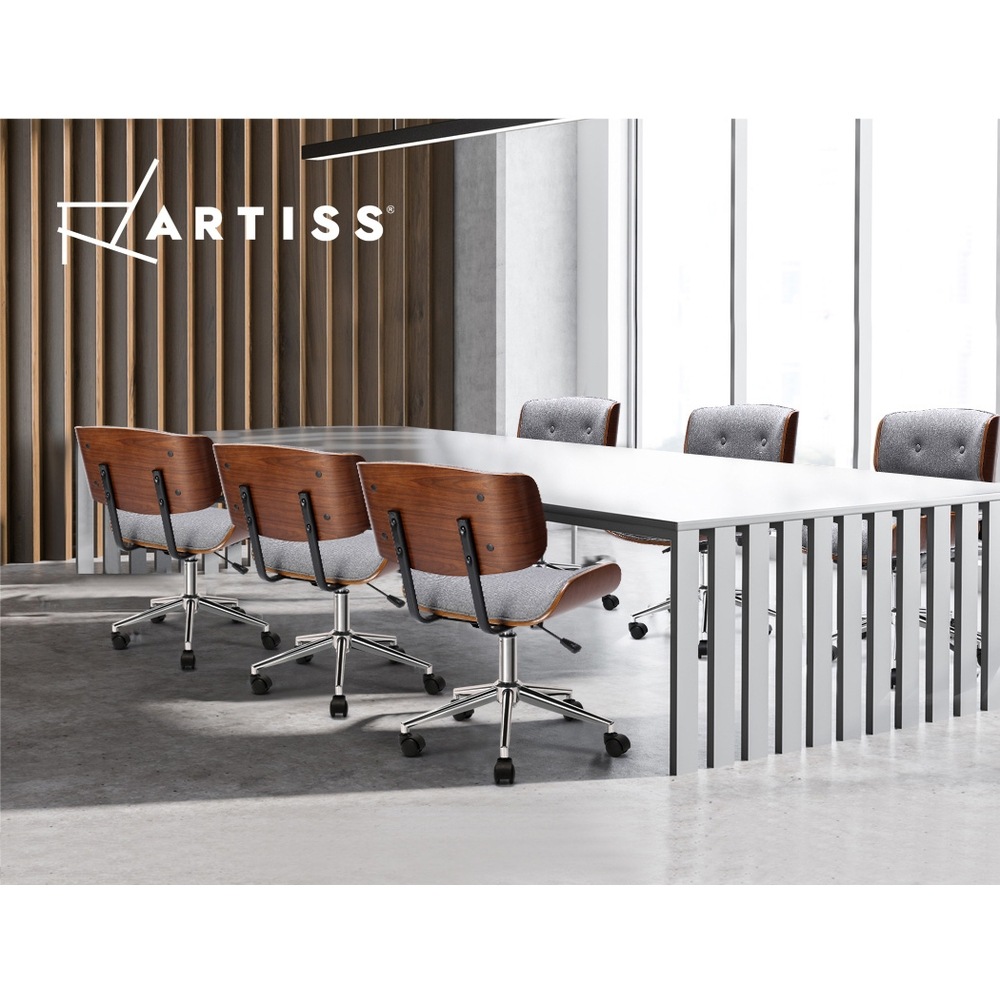 Artiss executive wooden office chair fabric computer chairs deals bentwood seat grey