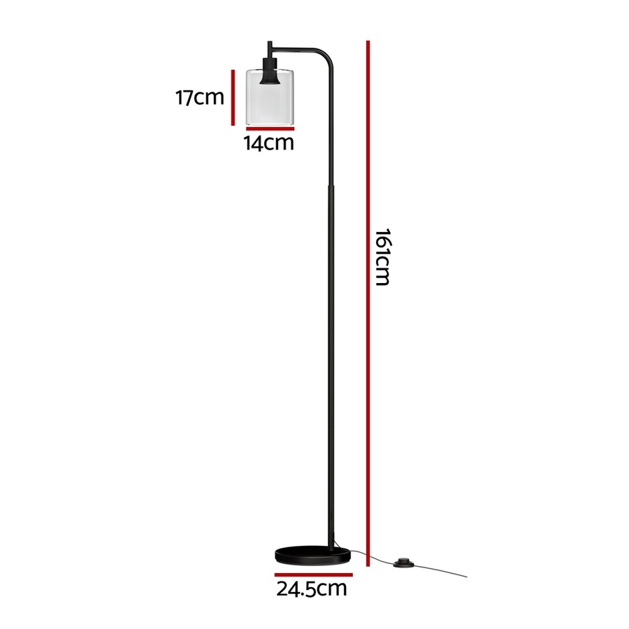 161cm Artiss Floor Lamp Light Stand Modern Home Living Room Office Reading Glass Shade Black