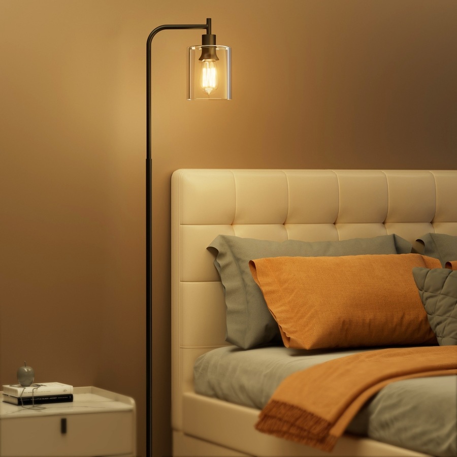 161cm Artiss Floor Lamp Light Stand Modern Home Living Room Office Reading Glass Shade Black