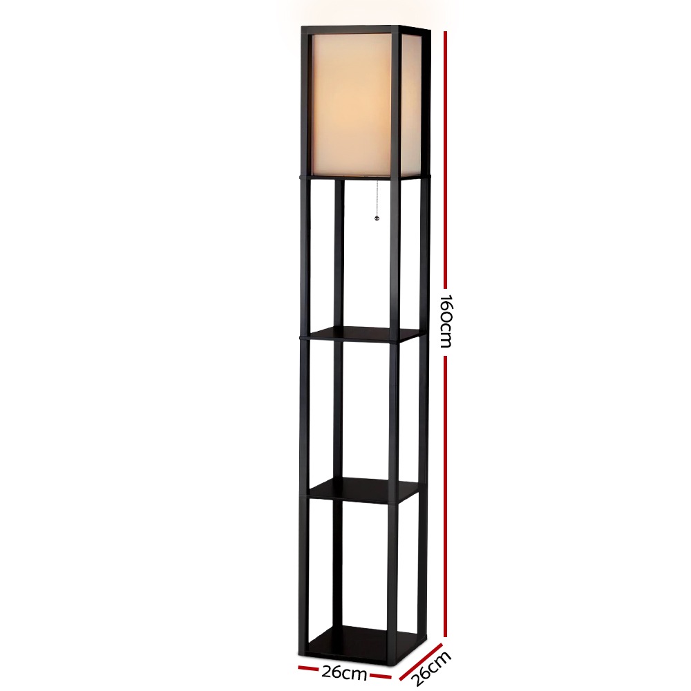 Artiss Floor Lamp Storage Shelf LED Lamps Vintage Standing Reading Light Bedroom Black