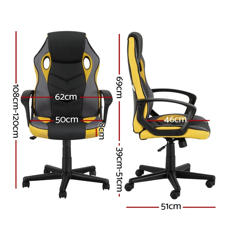 Artiss Gaming Office Chair Computer Racing Chairs High Back Yellow