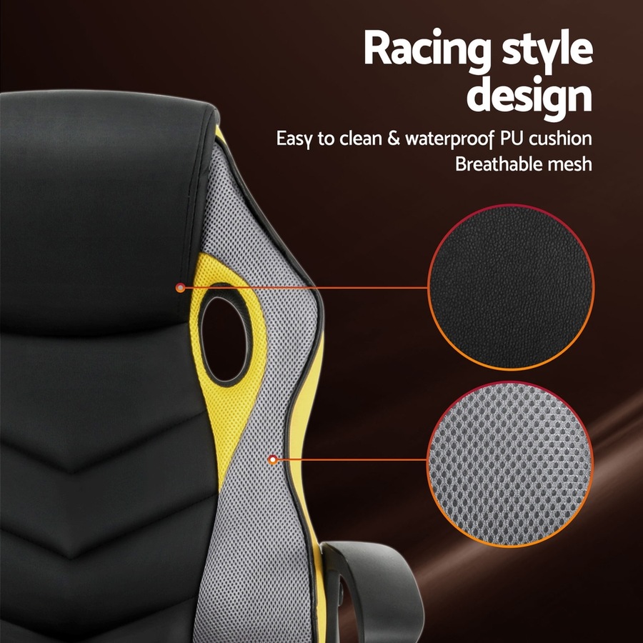 Artiss Gaming Office Chair Computer Racing Chairs High Back Yellow