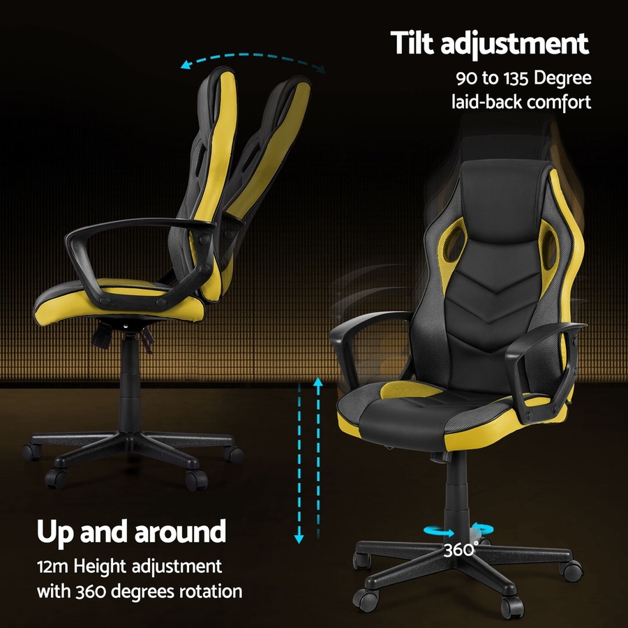 Artiss Gaming Office Chair Computer Racing Chairs High Back Yellow
