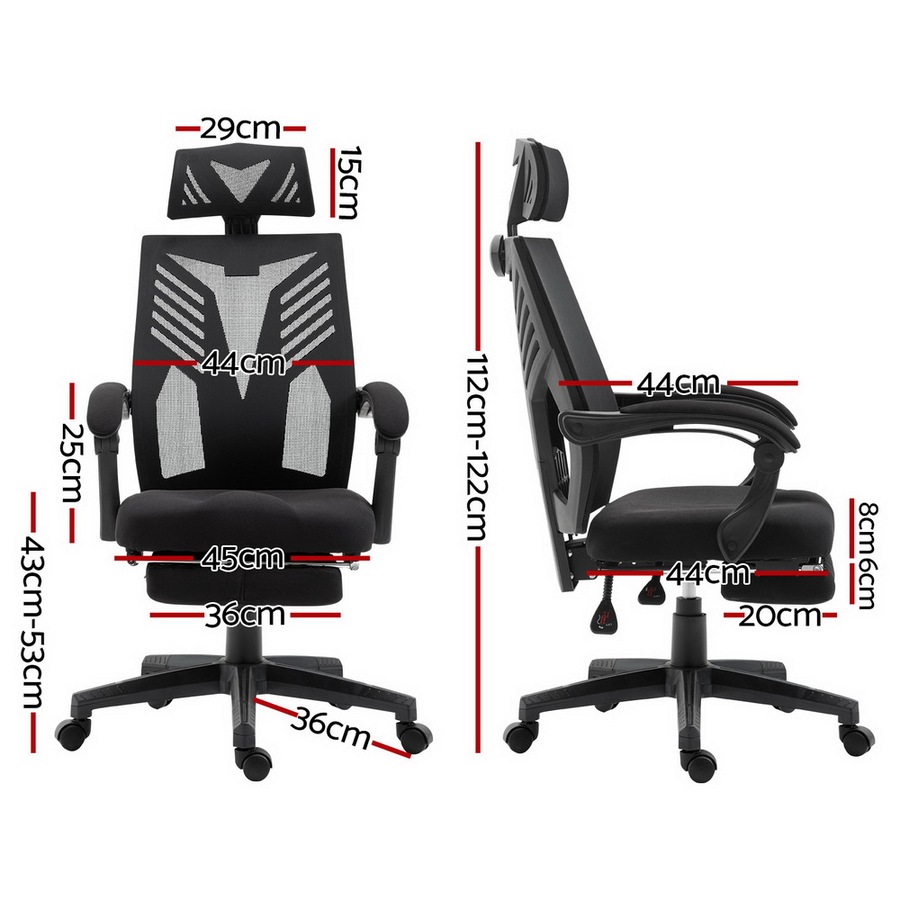 Artiss Mesh Office Chair with Footrest Black