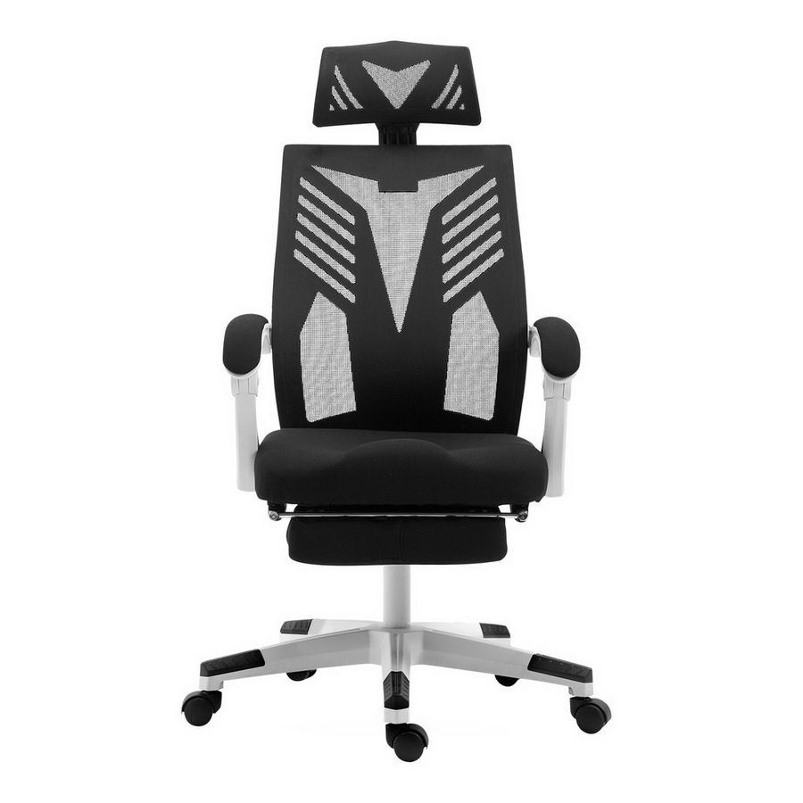 Artiss Mesh Office Chair with Footrest Black White