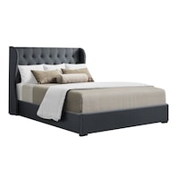 Buy Artiss Bed Frame Queen King Double Size Gas Lift Fabric Issa - MyDeal