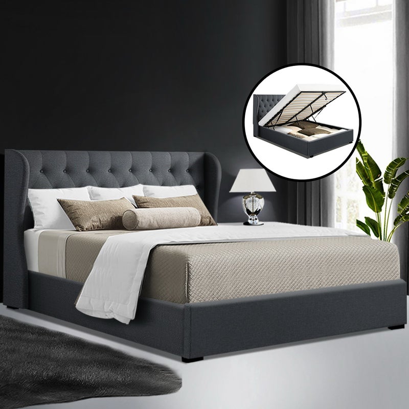 Buy Artiss Bed Frame Queen King Double Size Gas Lift Fabric Issa