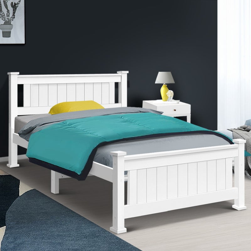 King Single Wooden Bed Frame Timber, Solid Timber King Single Bed Frame