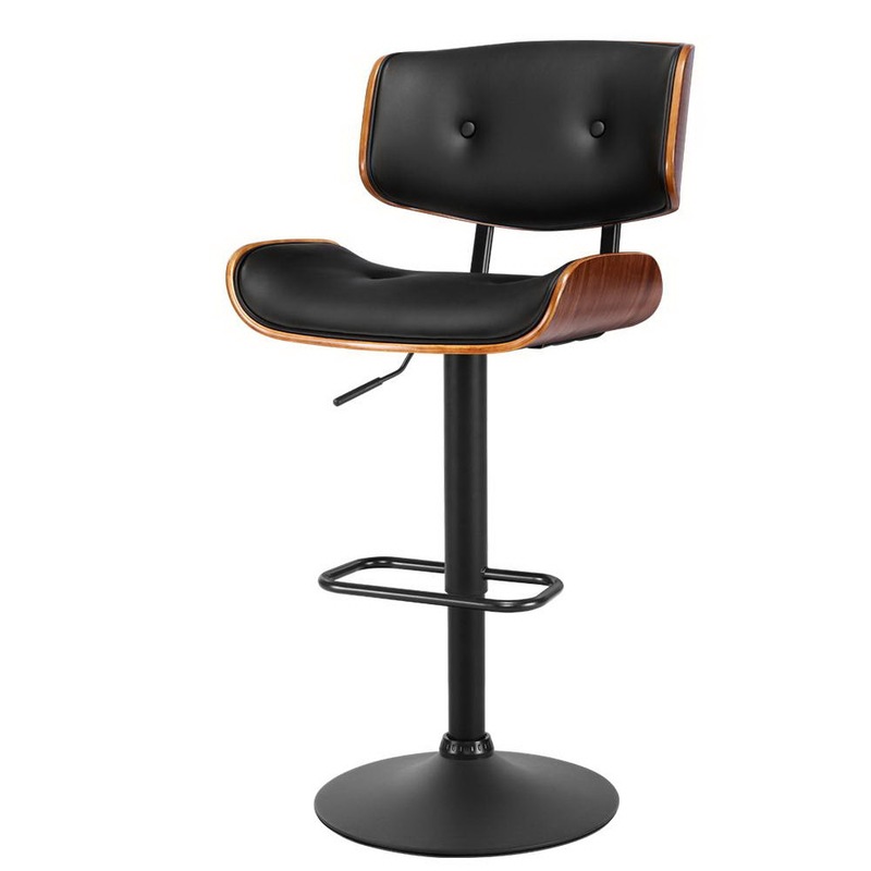 Buy Artiss Bar Stools Gas Lift Leather All Black MyDeal