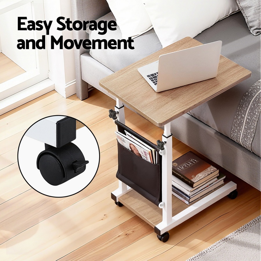 Artiss Laptop Desk Height Adjustable Mobile Workstation Computer Desks 48CM Oak