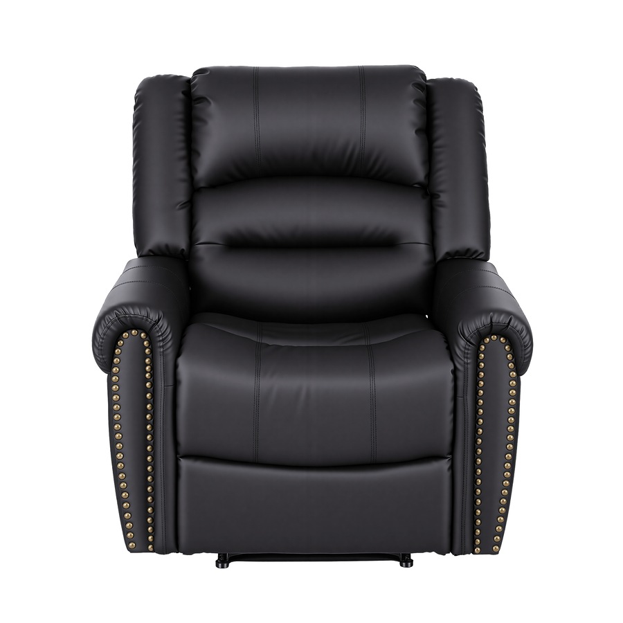 Artiss Leather Manual Recliner Chair with USB Armchair Sofa for Living Room and Nursery Black