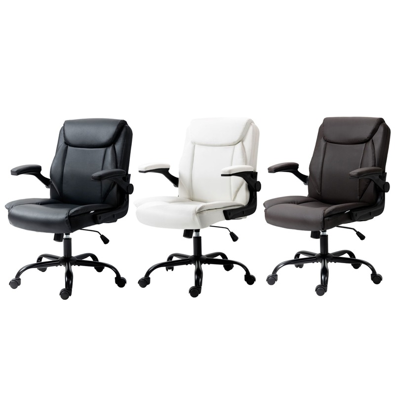 Buy Artiss Leather Office Chair Chairs Black White Brown MyDeal