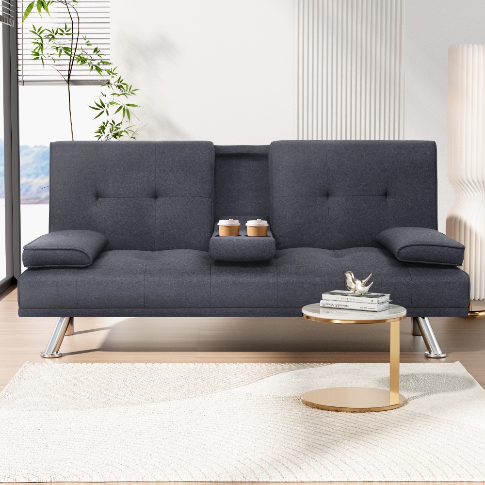 Buy Artiss Sofa Bed 175CM Dark Grey Fabric MyDeal