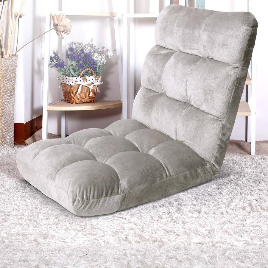 Artiss Sofa Bed Single Floor Cushion Lounge Recliner Chair Lounger Living Room Bedroom Furniture Grey