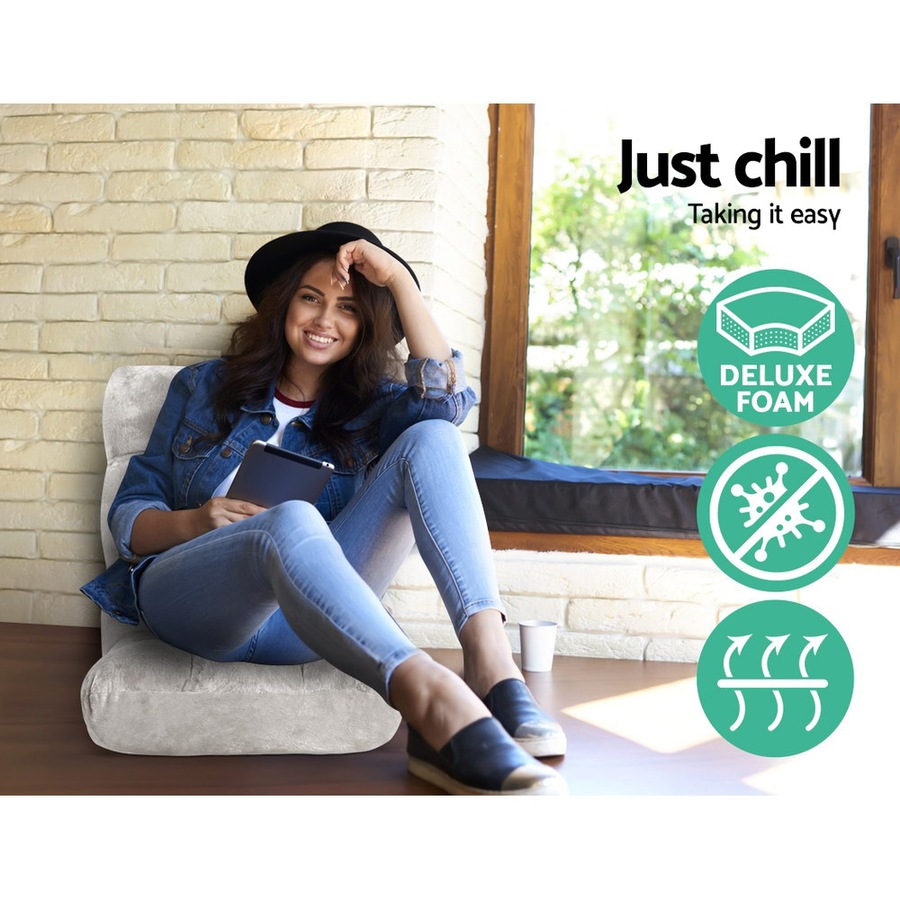 Artiss Sofa Bed Single Floor Cushion Lounge Recliner Chair Lounger Living Room Bedroom Furniture Grey