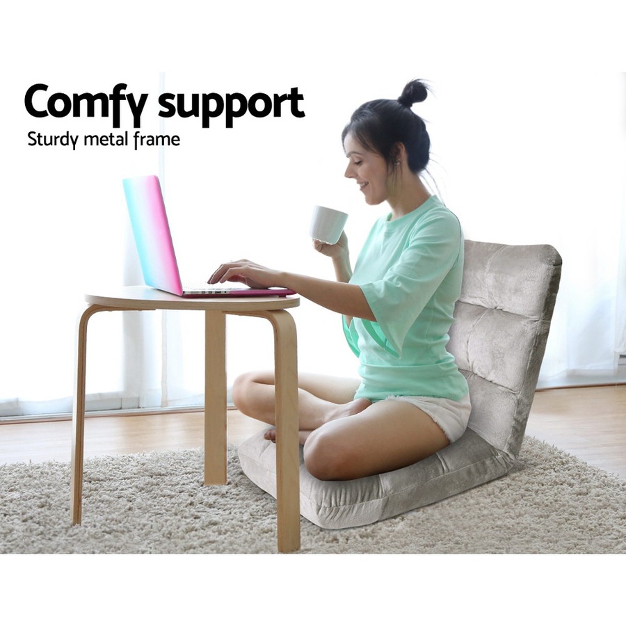 Artiss Sofa Bed Single Floor Cushion Lounge Recliner Chair Lounger Living Room Bedroom Furniture Grey