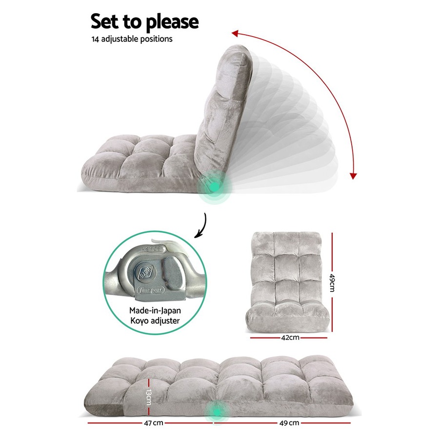 Artiss Sofa Bed Single Floor Cushion Lounge Recliner Chair Lounger Living Room Bedroom Furniture Grey