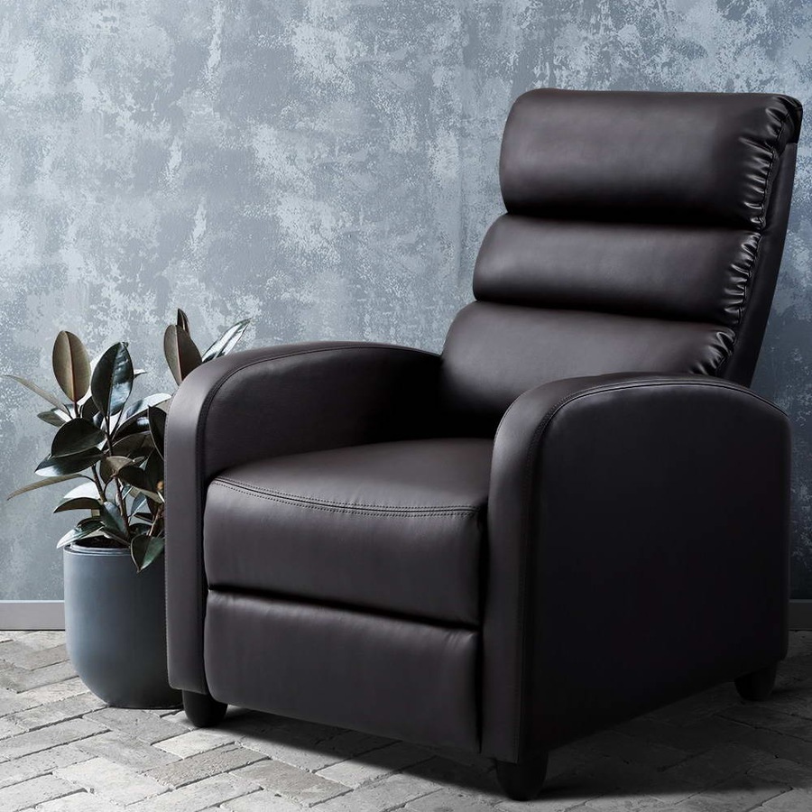 Artiss Recliner Chair Leather Lounge Sofa Armchair Home Furniture Office Brown
