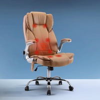 Artiss 8 -Point Massage Office Chair Executive Computer Gaming Chairs Brown PU Leather