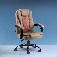 1 Artiss 2 -Point Massage Office Chair Executive Computer Gaming Chairs Brown PU Leather