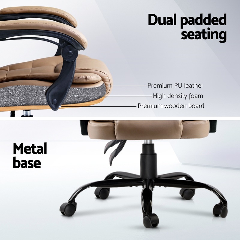 Buy Artiss 2 Point Massage Office Chair PU Leather Espresso MyDeal