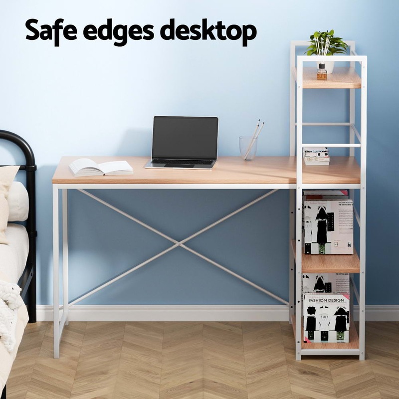 Buy Artiss Office Computer Desk With Storage Shelving Oak MyDeal