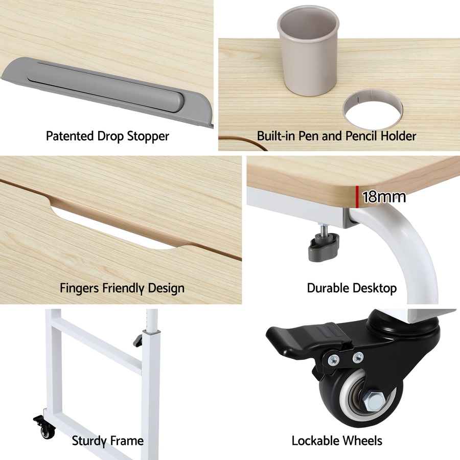 Artiss Mobile Laptop Desk Overbed Table Adjustable Computer Stand Bedside Cart