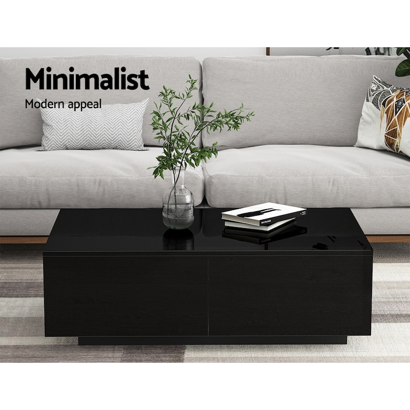 Artiss Modern Coffee Table 4 Storage Drawers High Gloss Wooden Furniture Black Buy Coffee Tables 1004273