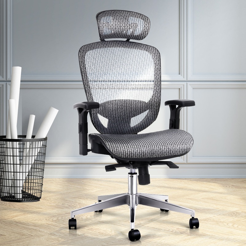 Buy Artiss Office Chair Ergonomic Computer Desk Chairs Grey - MyDeal