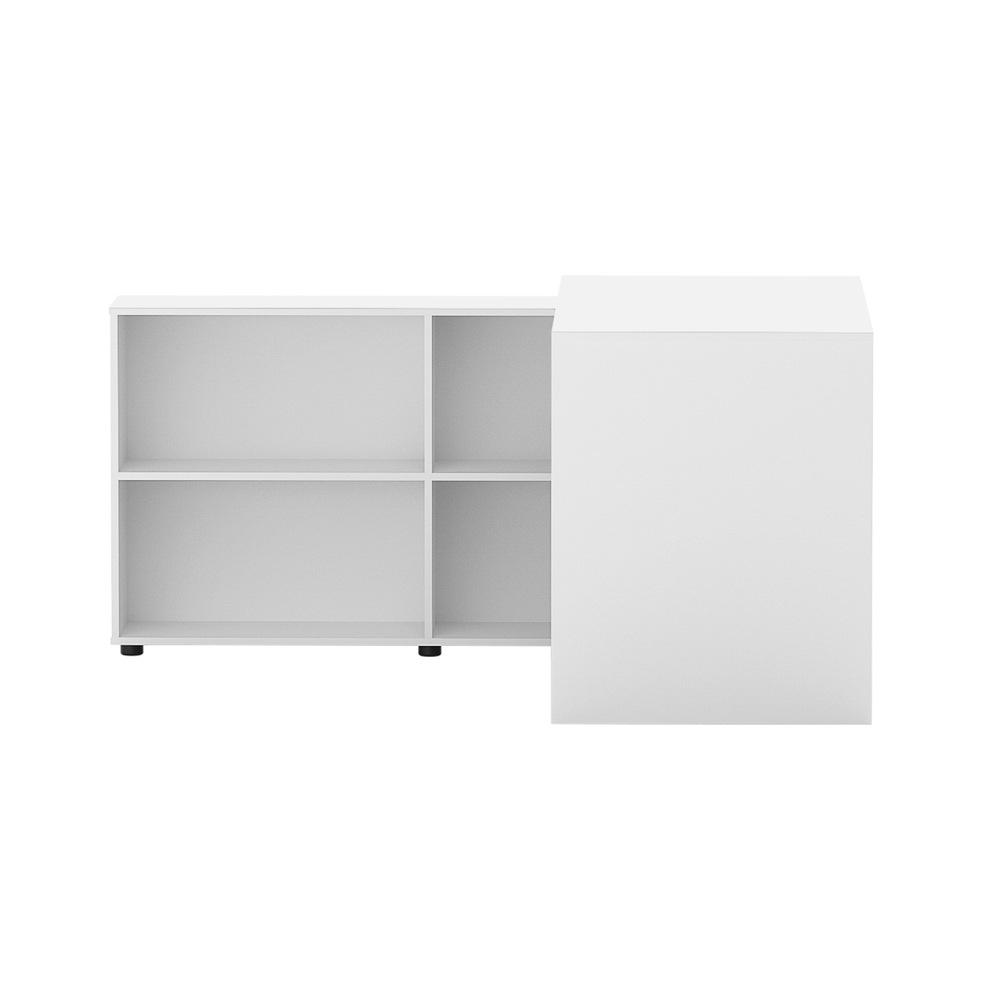 Artiss 130cm Computer Desk L-shape Corner Desks with Bookshelf White