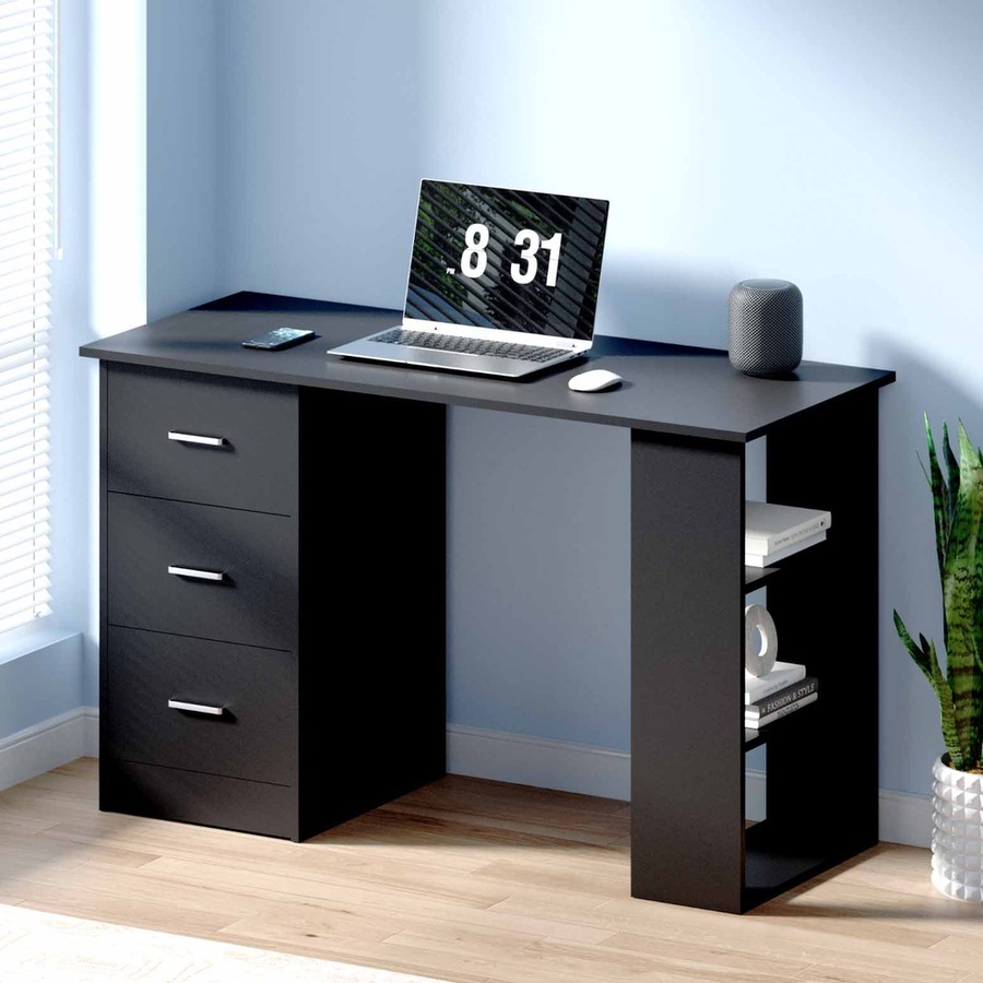 120cm Artiss Computer Desk Drawer Shelf Cabinet Black