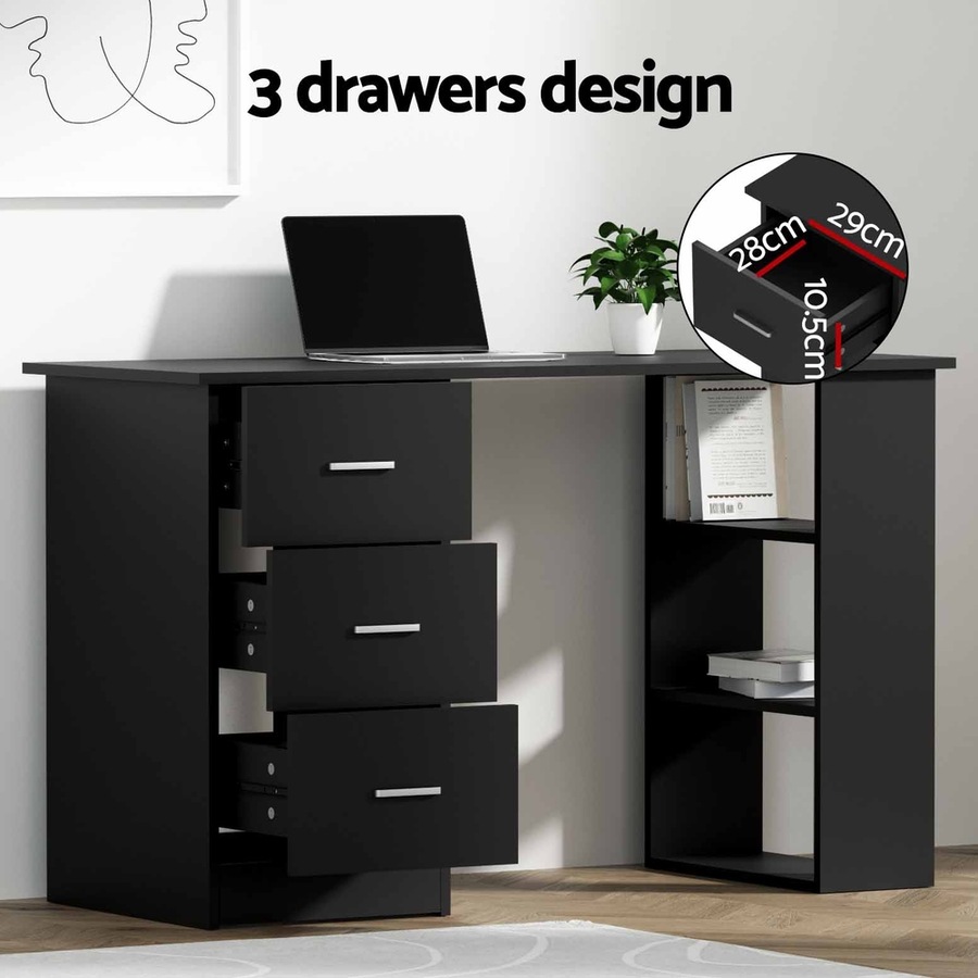 120cm Artiss Computer Desk Drawer Shelf Cabinet Black