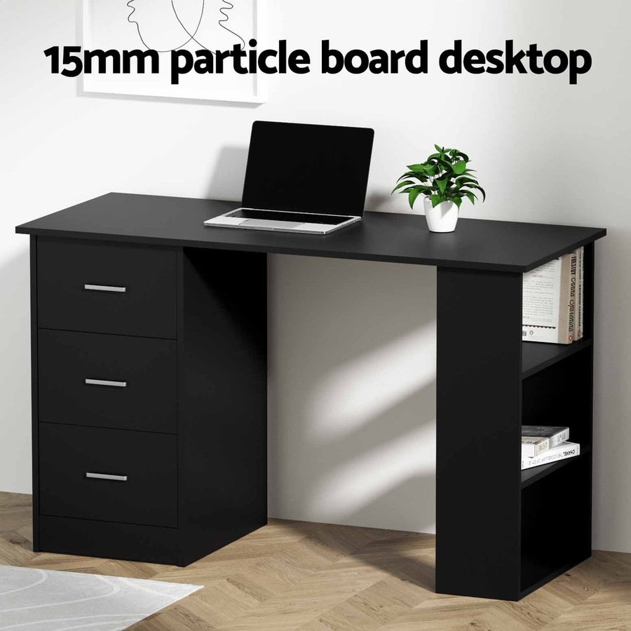 120cm Artiss Computer Desk Drawer Shelf Cabinet Black