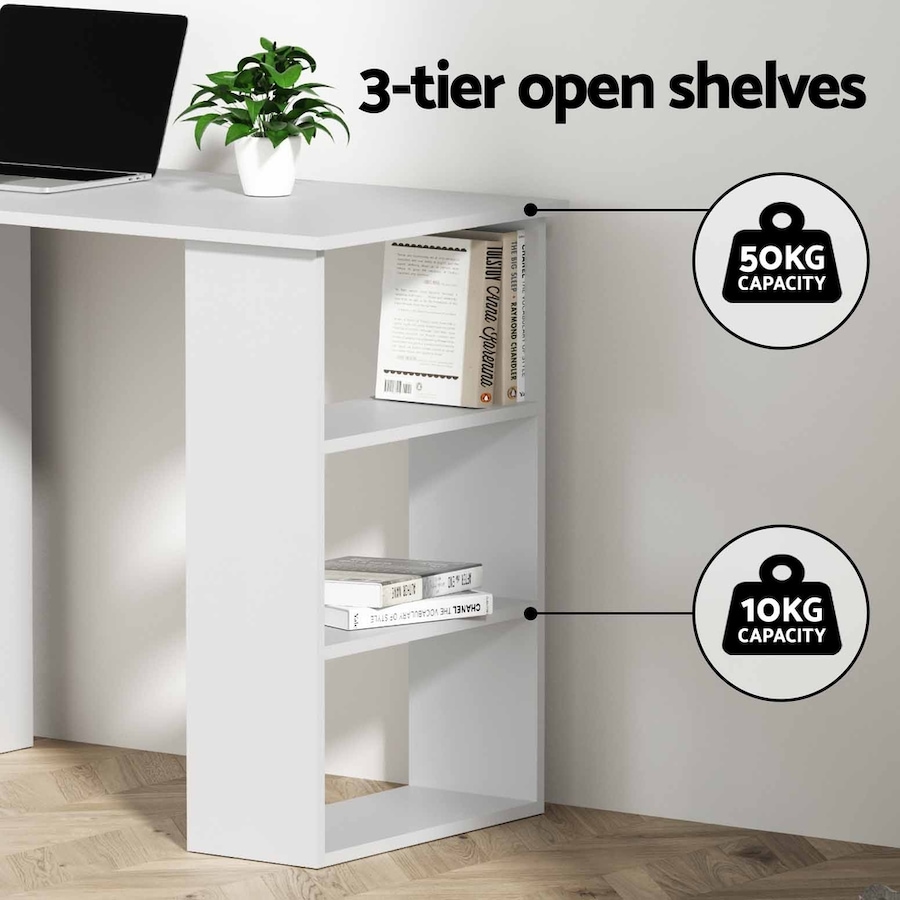 Artiss Computer Desk Home Office Desks Drawer Shelf Cabinet White