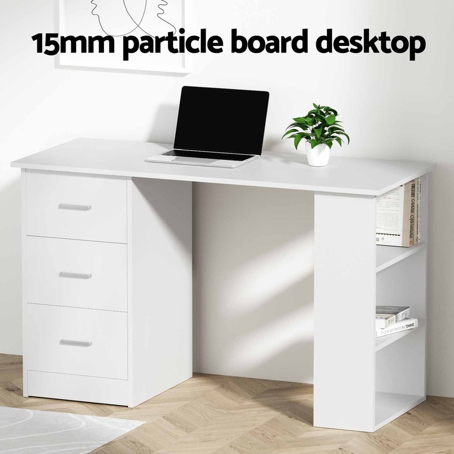 Artiss Computer Desk Home Office Desks Drawer Shelf Cabinet White