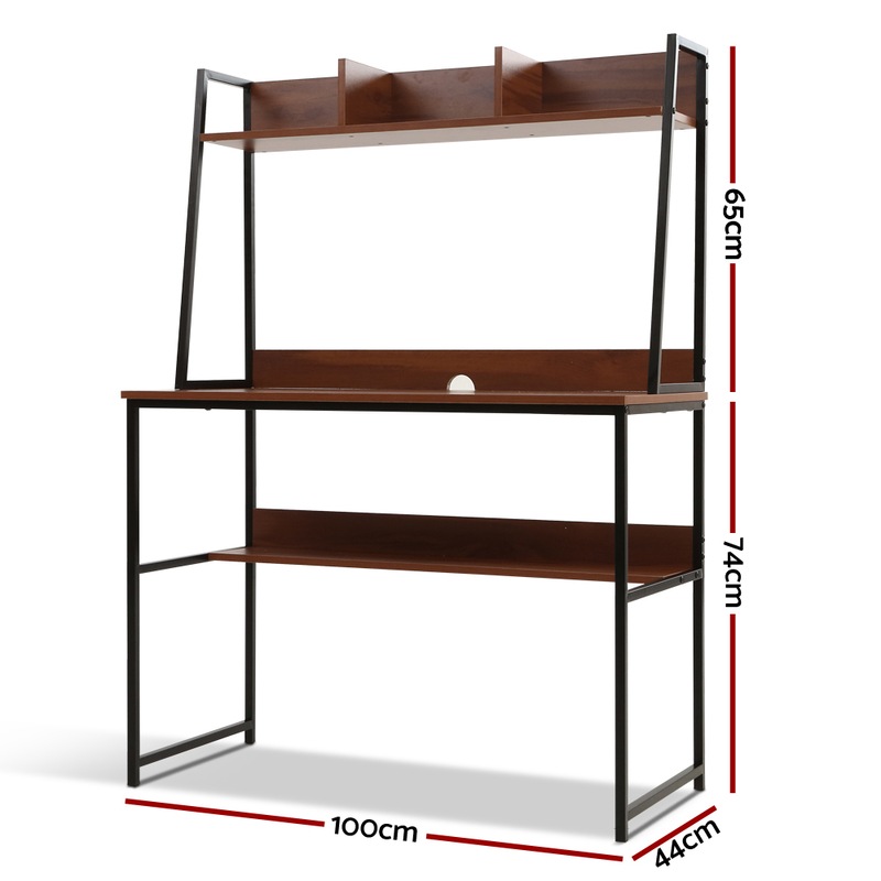 Buy Artiss Office Desk Computer Workstation With Hutch Walnut MyDeal