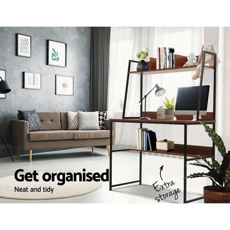 Buy Artiss Office Desk Computer Workstation With Hutch Walnut MyDeal