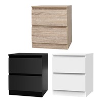 2 Drawers Artiss Bedside Table Side Table PEPE Black/White/Wood