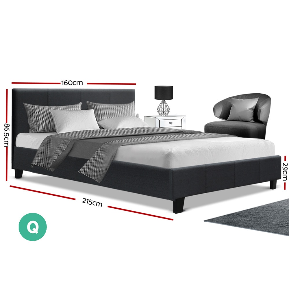 Buy Artiss Bed Frame Queen Size Charcoal NEO - MyDeal