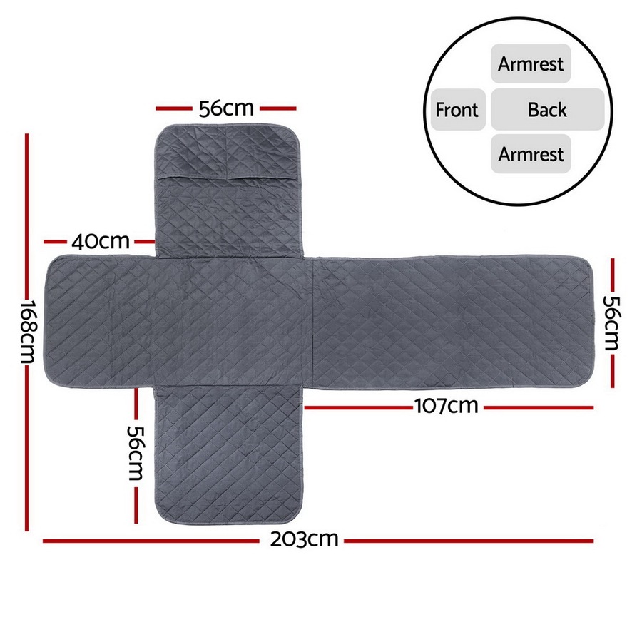 100% Water Resistant Artiss Recliner Chair Cover Grey