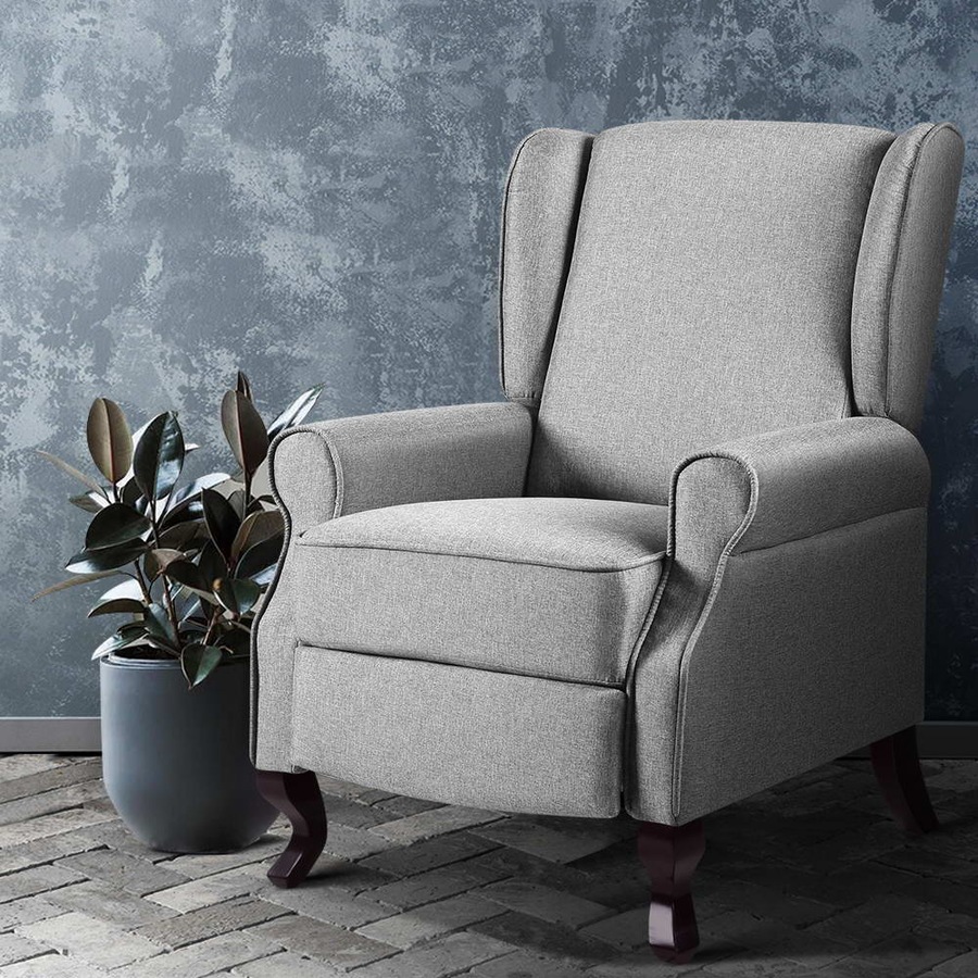 Artiss Recliner Chair Grey Fabric Lounge Sofa Armchair Home Furniture
