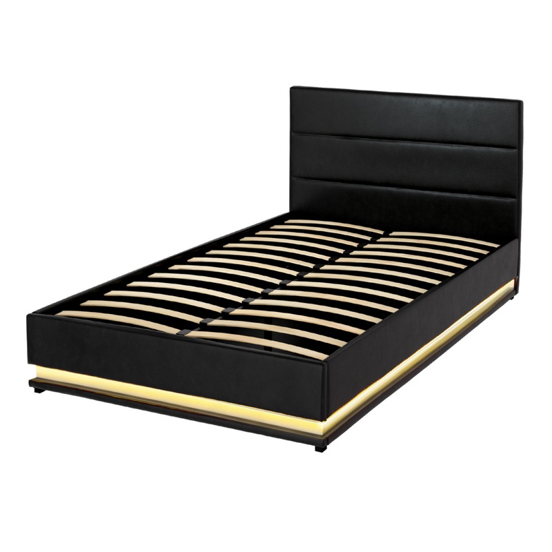 Buy Artiss Bed Frame King Single Size LED Gas Lift Black LUMI MyDeal