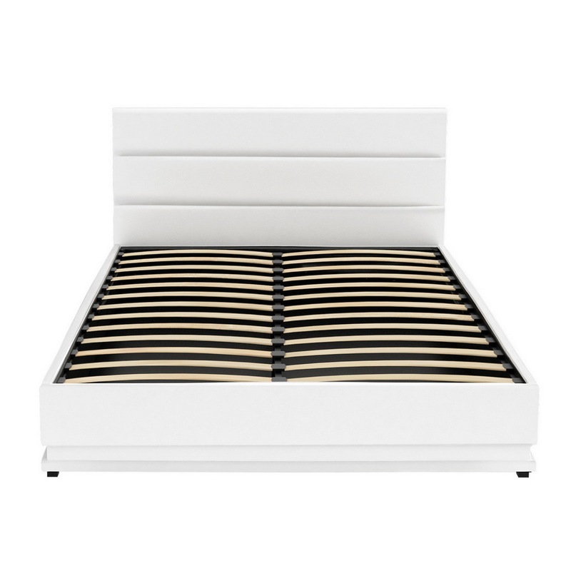 Buy Artiss Bed Frame Queen Size Gas Lift RGB LED White Lumi MyDeal