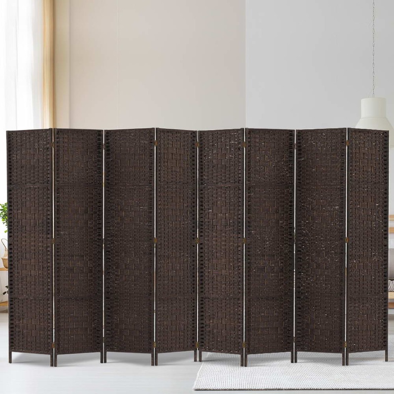 Buy Artiss 8 Panel Room Divider Screen Dividers Privacy Rattan Wooden Stand Brown MyDeal