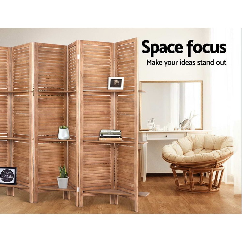 Buy Artiss 8 Panel Room Divider Screen 326x170cm Shelf Oak MyDeal