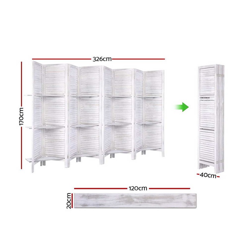 Buy Artiss Room Divider Screen With Display Shelves 8 Panel Room