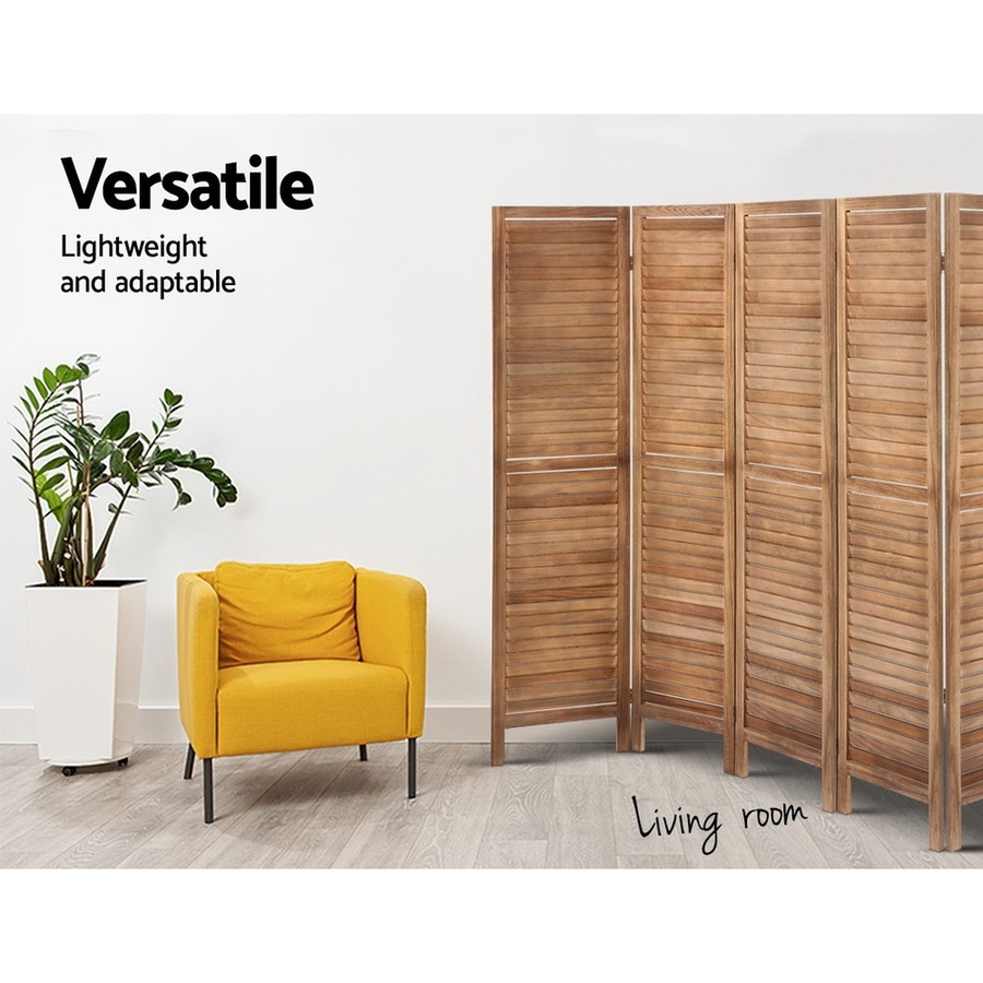 Buy 8 Panel Artiss Room Divider Screen 326x170cm Louver Oak - Everyday ...