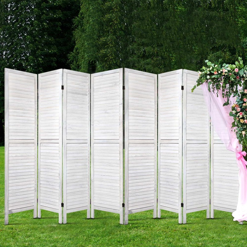 Buy Artiss 8 Panel Room Divider Screen 326x170cm Louver White MyDeal