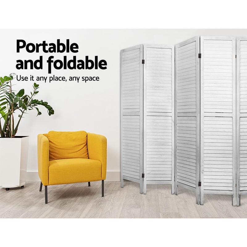 Buy Artiss 8 Panel Room Divider Screen 326x170cm Louver White MyDeal