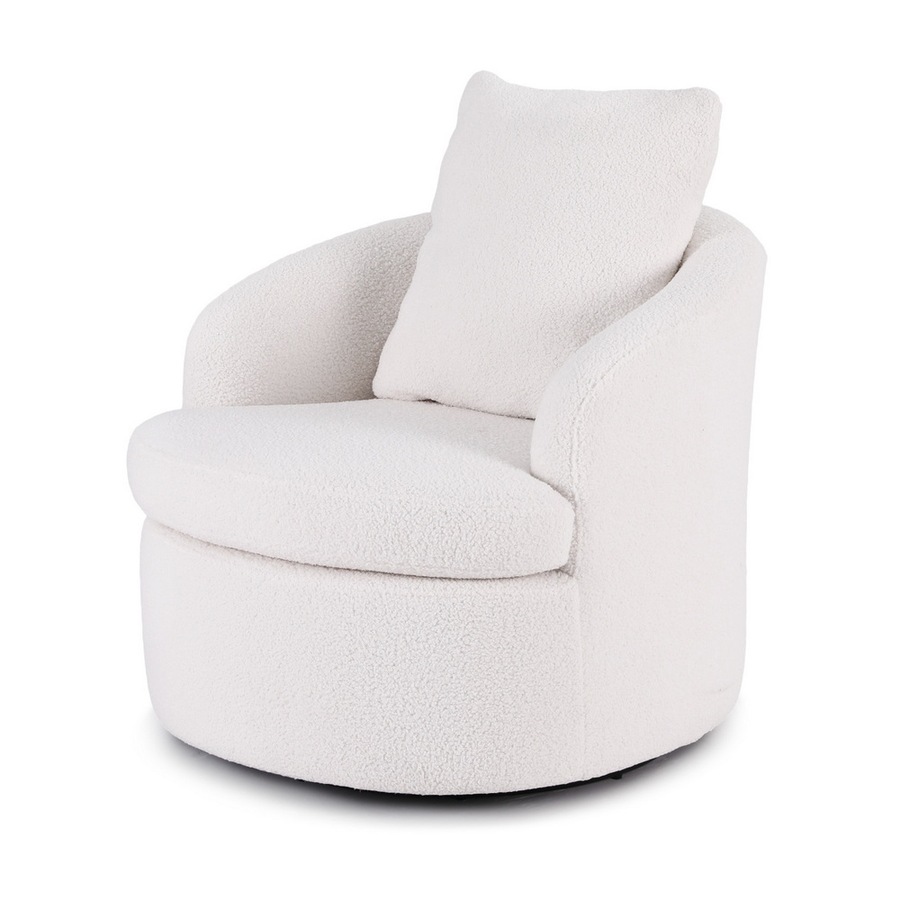 Artiss Swivel Chair Round Armchair Extra Pillow White